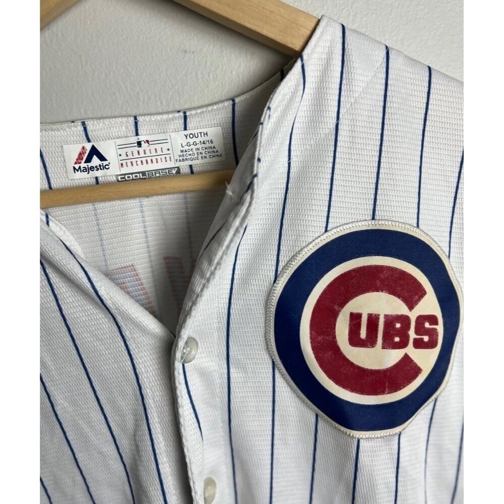 Majestic Chicago Cubs Kris Bryant 17 Pinstripe Jersey Youth L 14/16 Collectible - Picture 3 of 6
